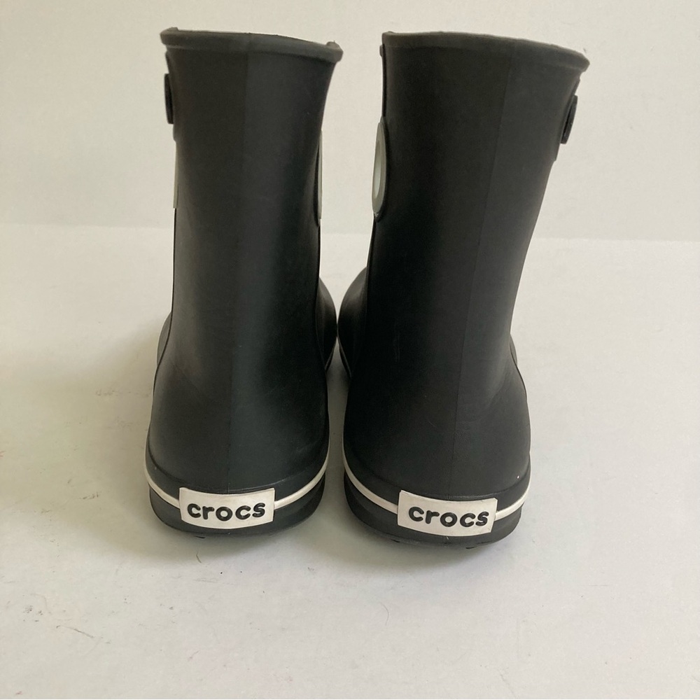 CROCS Black Rain Boot with White Accent - Picture 4 of 11